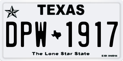 TX license plate DPW1917