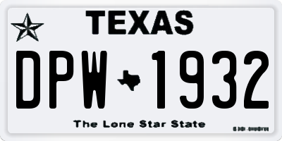 TX license plate DPW1932