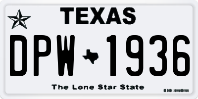 TX license plate DPW1936