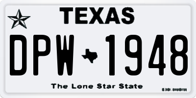 TX license plate DPW1948