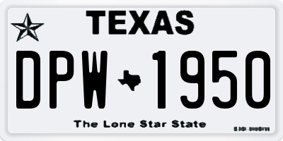 TX license plate DPW1950