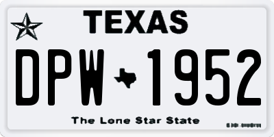 TX license plate DPW1952