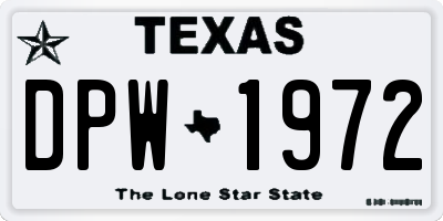 TX license plate DPW1972