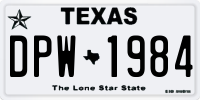 TX license plate DPW1984