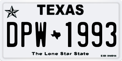 TX license plate DPW1993