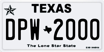 TX license plate DPW2000