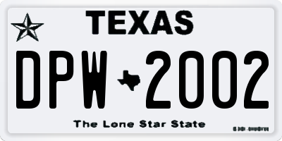 TX license plate DPW2002