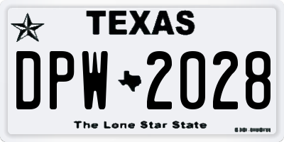 TX license plate DPW2028