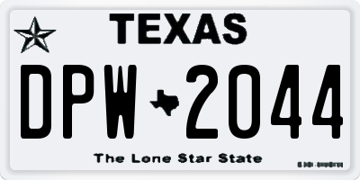 TX license plate DPW2044