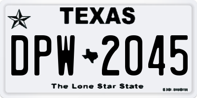 TX license plate DPW2045