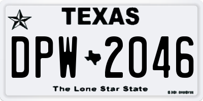 TX license plate DPW2046