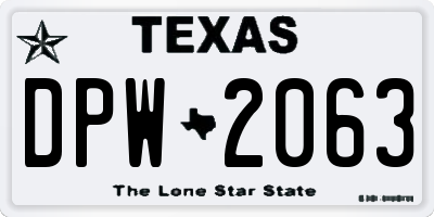 TX license plate DPW2063