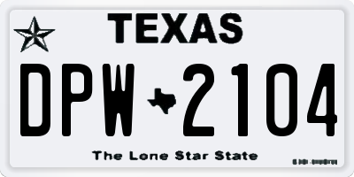 TX license plate DPW2104