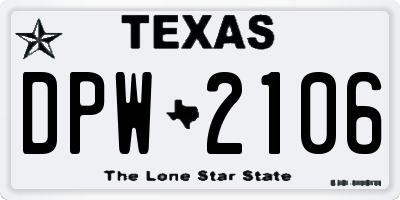 TX license plate DPW2106