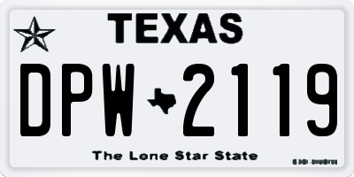 TX license plate DPW2119