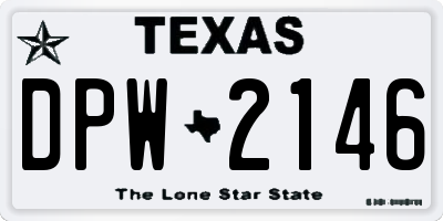 TX license plate DPW2146