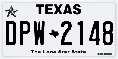 TX license plate DPW2148