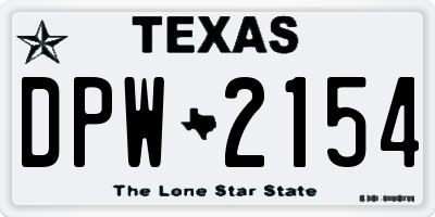 TX license plate DPW2154