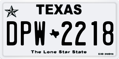 TX license plate DPW2218