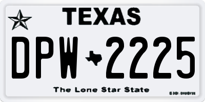 TX license plate DPW2225