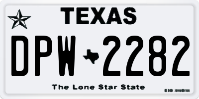 TX license plate DPW2282