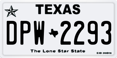 TX license plate DPW2293