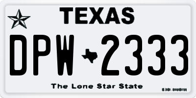 TX license plate DPW2333