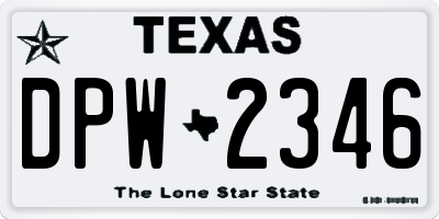 TX license plate DPW2346