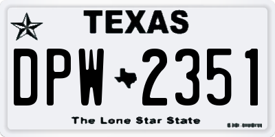 TX license plate DPW2351