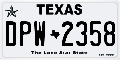 TX license plate DPW2358