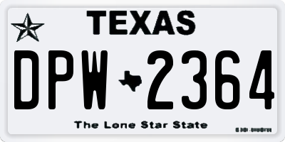 TX license plate DPW2364