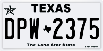 TX license plate DPW2375