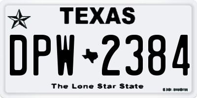 TX license plate DPW2384