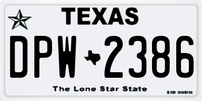 TX license plate DPW2386