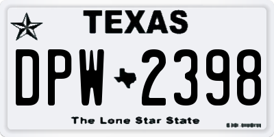 TX license plate DPW2398