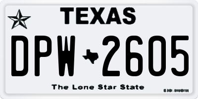TX license plate DPW2605