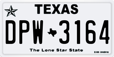 TX license plate DPW3164