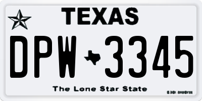 TX license plate DPW3345