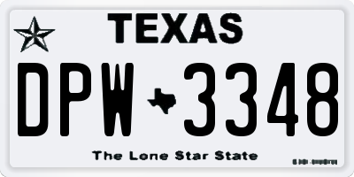 TX license plate DPW3348