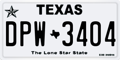 TX license plate DPW3404