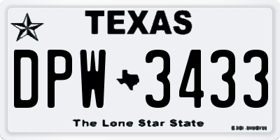 TX license plate DPW3433