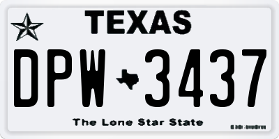 TX license plate DPW3437