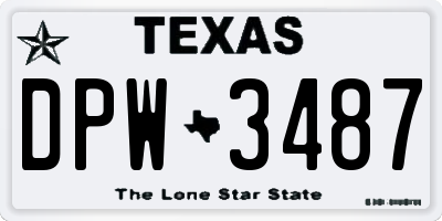 TX license plate DPW3487