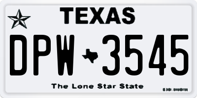 TX license plate DPW3545