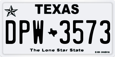 TX license plate DPW3573