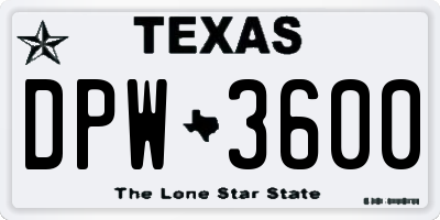 TX license plate DPW3600