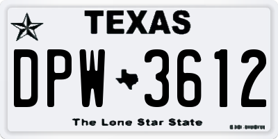 TX license plate DPW3612