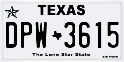 TX license plate DPW3615