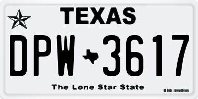 TX license plate DPW3617