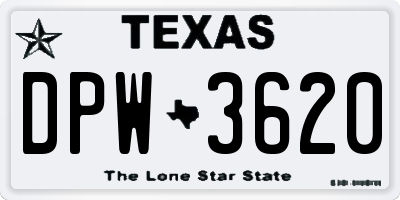 TX license plate DPW3620